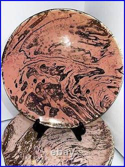 8- SASCHA BRASTOFF Signed Surf Ballet Pink & Gold 10 Dinner Plates