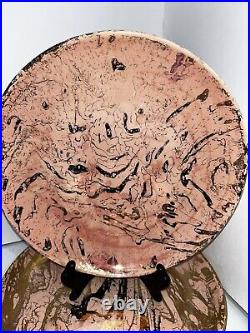 8- SASCHA BRASTOFF Signed Surf Ballet Pink & Gold 10 Dinner Plates