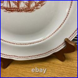 8 Spode England TRADE WINDS RED 10 1/8Dinner Plates withGold Trim