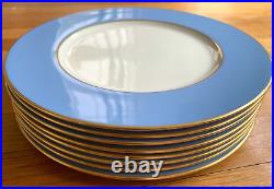 8 vtg 1906 Lenox DINNER PLATE LOT Gold trim blue band charger antique 1830 046D