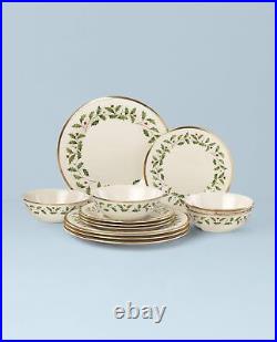 893172 Holiday 12-Piece Plate and Bowl Set, Christmas Dinnerware, Hosting