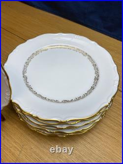 9 Bavaria Western Germany 10 Dinner Plates withGold Scroll Work & Edge Trim