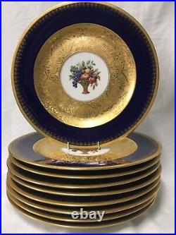 (9) Royal Bavarian Hutschenreuther Cobalt & Gold Encrusted 10.875 CABINET PLATE