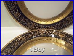 A Pair of Hutschenreuther Royal Bavarian Cobalt Gold Cabinet Dinner Plates