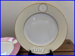 A. RAYNAUD & C° Limoges France MÉDAILLON Pink Blue Gold Rim Dinner Plates Set