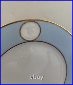 A. RAYNAUD & C° Limoges France MÉDAILLON Pink Blue Gold Rim Dinner Plates Set