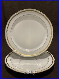A Raynaud Ceralene Limoges Marie Antoinette Dinner Plate Pair- 10 1/4 D Gold