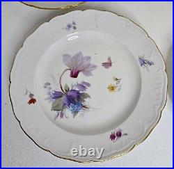 ANTIQUE KPM Berlin Floral Bouquet, Butterflies Gold Rim 4 Salad & 1 Dinner Plate