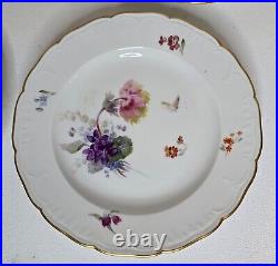 ANTIQUE KPM Berlin Floral Bouquet, Butterflies Gold Rim 4 Salad & 1 Dinner Plate