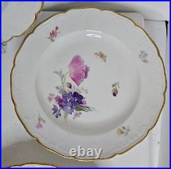 ANTIQUE KPM Berlin Floral Bouquet, Butterflies Gold Rim 4 Salad & 1 Dinner Plate