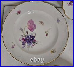 ANTIQUE KPM Berlin Floral Bouquet, Butterflies Gold Rim 4 Salad & 1 Dinner Plate