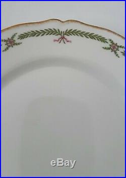 ANTIQUE Limoges Charles MARTIN GOLD Green Laurel DINNER & Salad PLATES SET OF 14
