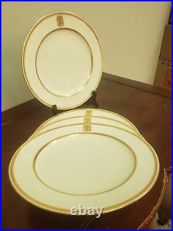 ANTIQUE Minton England Porcelain Gold Ornate 5 Monogrammed Dinner Plates10.5