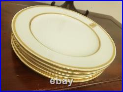 ANTIQUE Minton England Porcelain Gold Ornate 5 Monogrammed Dinner Plates10.5