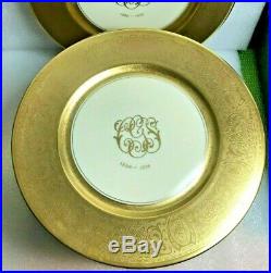 ANTIQUE PICKARD USA Gold Encrusted Dinner Plates 11 BOHEMIA PORCELAIN CZECH 12
