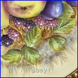 AYNSLEY ORCHARD FRUIT N Brunt Dinner Plate Gold Beaded Gadroon Signed England