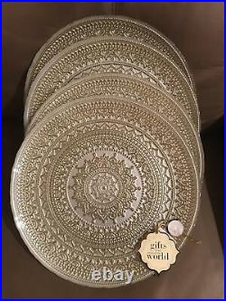 Akcam Turkish 4 Gold Lace 4 Dinner Charger Plates Dishes