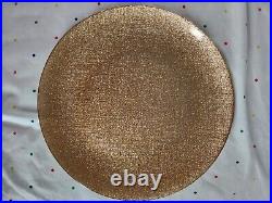 Akcam Turkish Gold Glitter Glass Plates Bowl Set Of 12 Dinner Salad Cereal ST7