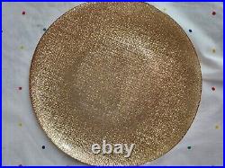 Akcam Turkish Gold Glitter Glass Plates Bowl Set Of 12 Dinner Salad Cereal ST7