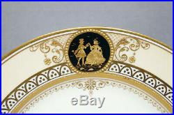 Ambrosius Lamm Dresden Raised Gold Watteau Floral & Beaded 11 1/8 Inch Plate