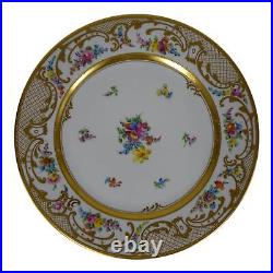 Ambrosius Lamm Dresden Saxony 11 Dinner Plate Floral w Raised Gold 1930s SH3