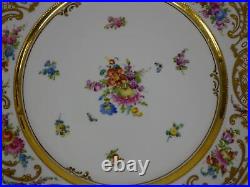 Ambrosius Lamm Dresden Saxony 11 Dinner Plate Floral w Raised Gold 1930s SH6