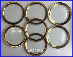 Annie Glass 10.25 Dinner Plates Roman Antique Gold Signed USA SET OF 7