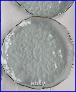 Annieglass Studio Coquina Shell Series Plates Frosted Glass Gold Edge SET OF 7