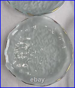 Annieglass Studio Coquina Shell Series Plates Frosted Glass Gold Edge SET OF 7