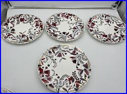 Anthropologie Harvest Foliage 4 Dinner 4 Side Plate Set Floral Dinnerware