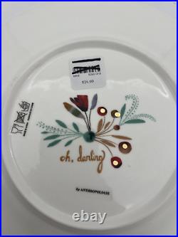 Anthropologie Harvest Foliage 4 Dinner 4 Side Plate Set Floral Dinnerware