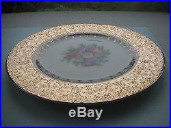 Antique 22 Carat Gold Plated Edgewood China Floral Bouquet 10 Dinner Plate