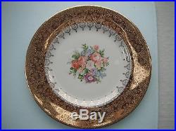 Antique 22 Carat Gold Plated Edgewood China Floral Bouquet 10 Dinner Plate