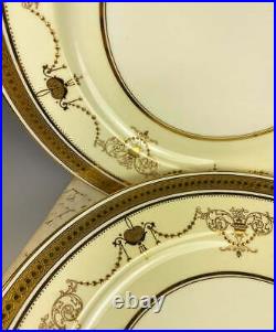 Antique 4pc Minton Dinner Plates, Raised Gold Enamel, for Bailey, Banks & Biddle