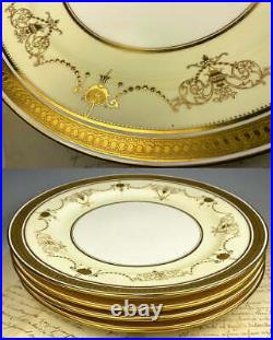 Antique 4pc Minton Dinner Plates, Raised Gold Enamel, for Bailey, Banks & Biddle
