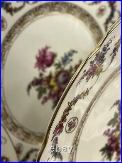 Antique Bavaria Dinner Plates Flower Design Withscalloped Gold Trim Edge Set Of 14