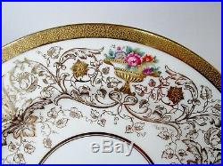 Antique Cauldon Bone China Encrusted Gold Scroll Roses 12 Service Chargers