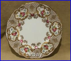 Antique Cauldon England Hand Painted Floral & Raised Gold Porcelain Plate Z960