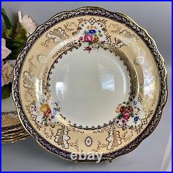 Antique Cauldon For Tiffany & Co Dinner Plates (6) Cobalt T1612 Handpainted