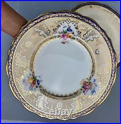 Antique Cauldon For Tiffany & Co Dinner Plates Cobalt 11 Gold Handpainted T1612