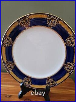 Antique Coalport Encrusted Raised Gold Set of 11+1 Woodson emblem Dinner plates