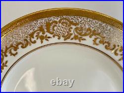 Antique Coalport England AD 1750 Encrusted Raised Gold Set of 11 Dinner Plates