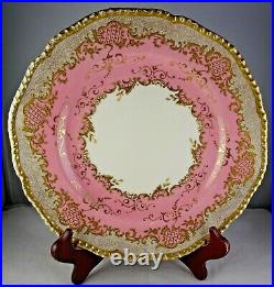 Antique Coalport Porcelain Cabinet Plate Pink Verge Heavy Gold Trim