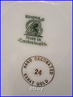 Antique Czech Bohemia China 24K Gold Cobalt Blue Plates Empire 40 Pieces