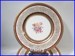 Antique EDGERTON Pickard Gold Encrusted 18 Pink Rose Spray Service Dinner Plates