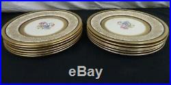 Antique Edgerton Pickard Hand-Painted Dinner Plates Gold Encrusted, Set of 12