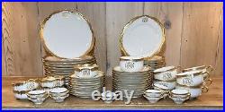 Antique French Haviland Gold Monogram Gilded China William Lycett 66 Pieces