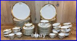 Antique French Haviland Gold Monogram Gilded China William Lycett 66 Pieces