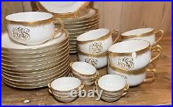 Antique French Haviland Gold Monogram Gilded China William Lycett 66 Pieces