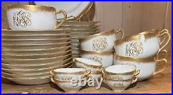 Antique French Haviland Gold Monogram Gilded China William Lycett 66 Pieces